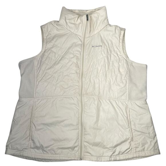 Columbia Womens 2XL Quilted Fleece Mix It Around Full Zip Ivory Vest - Picture 1 of 14